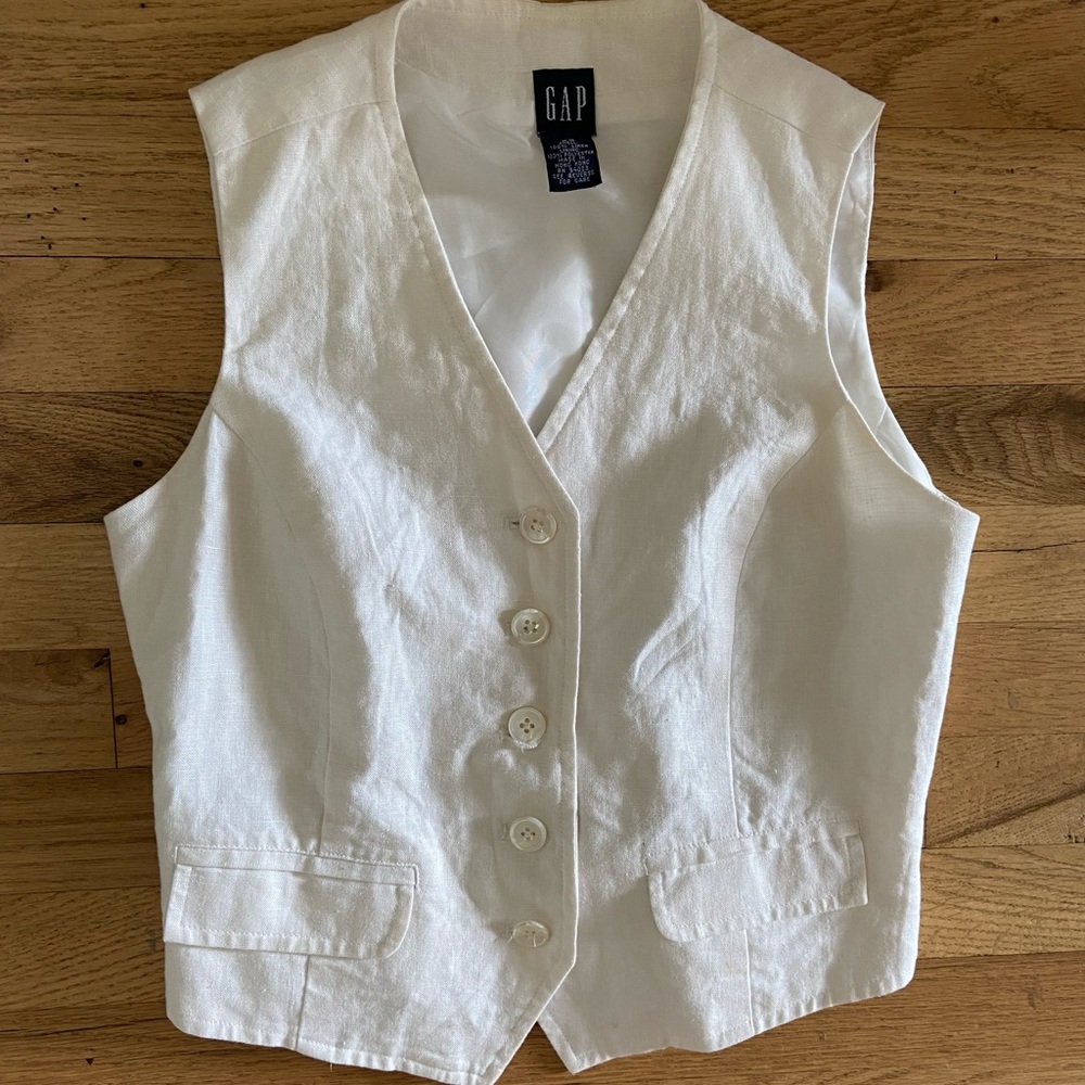 Vintage 90s Gap Linen Button-front Vest
